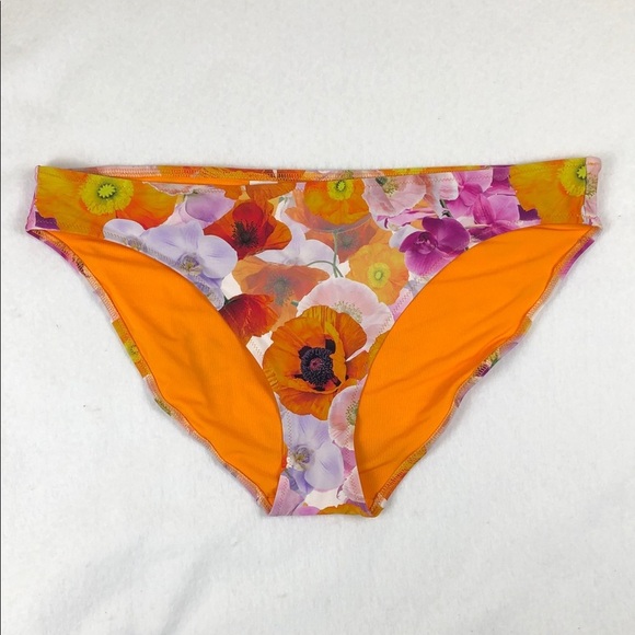 aerie Other - Aerie Floral Swim Bikini Bottom in Orange and Pink Sz XL (S1)